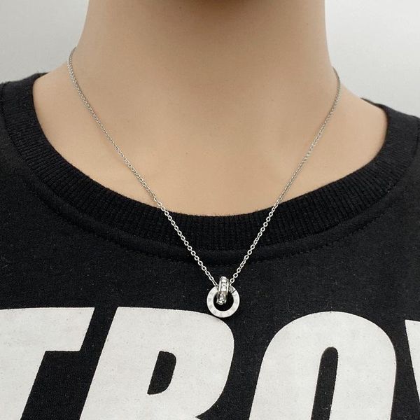 pendant necklaces fashion wild necklace digital female double round buckle simple accessories, Silver
pendant necklaces fashion wild necklace digital female double round buckle simple accessories, Silver