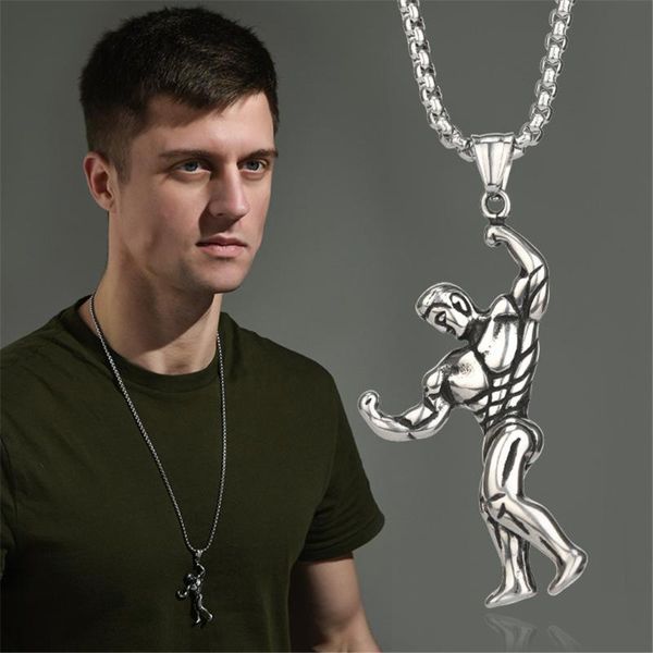 pendant necklaces 316l stainless steel bodybuilder necklace fitness competition muscular sportsman coach trend hip hop no fade, Silver
pendant necklaces 316l stainless steel bodybuilder necklace fitness competition muscular sportsman coach trend hip hop no fade, Silver