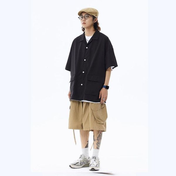 men short sleeve loose casual japan korea style streetwear vintage turn collar shirts male women couple hip hop solid men's, White;black
men short sleeve loose casual japan korea style streetwear vintage turn collar shirts male women couple hip hop solid men's, White;black