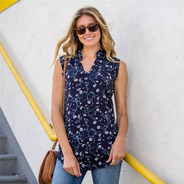 women's blouses & shirts women sleeveless floral print chiffon shirt blouse ladies casual notch v neck summer clothes femme 2 colors y, White
women's blouses & shirts women sleeveless floral print chiffon shirt blouse ladies casual notch v neck summer clothes femme 2 colors y, White