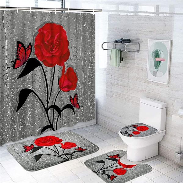 bath accessory set 4pcs rose print 3d shower curtain waterproof polyester bathroom anti-slip mat toilet rugs carpet home decor
bath accessory set 4pcs rose print 3d shower curtain waterproof polyester bathroom anti-slip mat toilet rugs carpet home decor