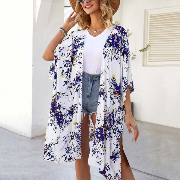 women's swimwear beach cover up blouse flower print tunic bikini women robe de plage shawl summer ups shirt 202, White;black
women's swimwear beach cover up blouse flower print tunic bikini women robe de plage shawl summer ups shirt 202, White;black