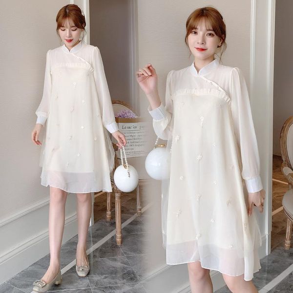 autumn korean fashion chiffon maternity dress elegant sweet loose clothes for pregnant women spring pregnancy dresses, White
autumn korean fashion chiffon maternity dress elegant sweet loose clothes for pregnant women spring pregnancy dresses, White