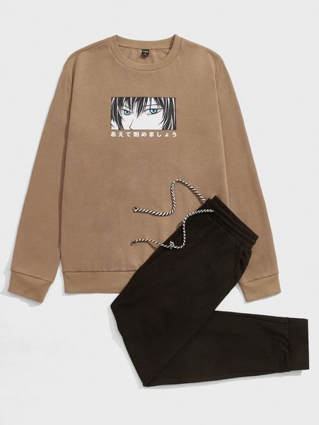 men figure and japanese graphic pullover & drawstring sweatpants set q0lb#, Gray
men figure and japanese graphic pullover & drawstring sweatpants set q0lb#, Gray