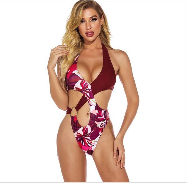 women's floral primted summer swimsuit one piece swimwear designer bikini hollow out bandage womens clothing, White;black
women's floral primted summer swimsuit one piece swimwear designer bikini hollow out bandage womens clothing, White;black