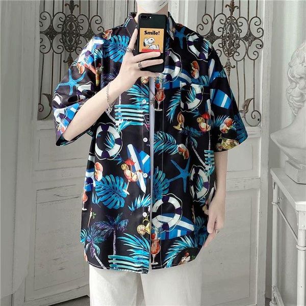 men's shirts japanese fashion streetwear short sleeve casual men clothing summer trend flower, White;black
men's shirts japanese fashion streetwear short sleeve casual men clothing summer trend flower, White;black
