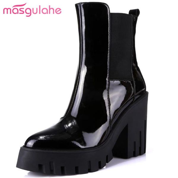 boots masgulahe arrival winter platform elastic band women shoes pointed toe ankle cow patent leather motorcycle, Black
boots masgulahe arrival winter platform elastic band women shoes pointed toe ankle cow patent leather motorcycle, Black