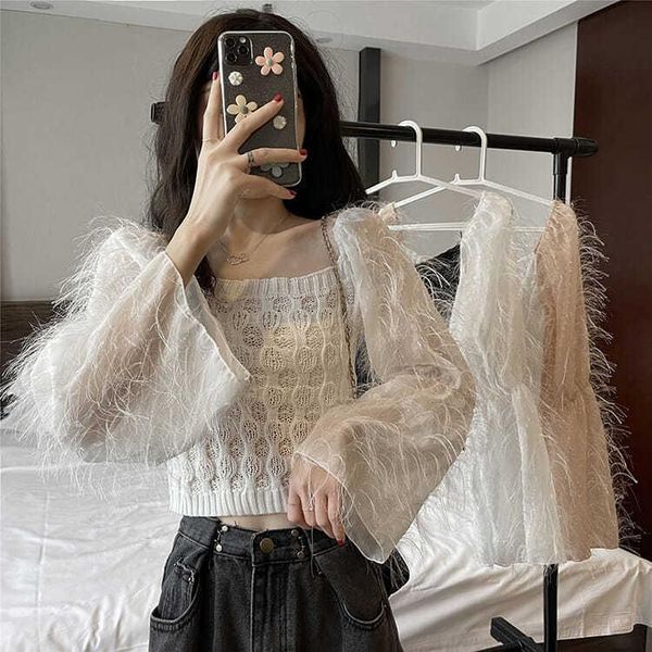 women's t-shirt early spring 2021 lace stitching long sleeve knit slim short bubble top, White
women's t-shirt early spring 2021 lace stitching long sleeve knit slim short bubble top, White