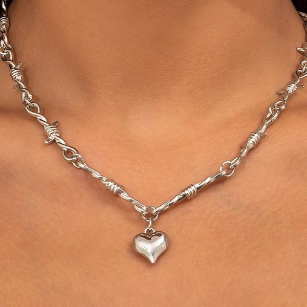 chokers small wire thorns choker necklace female men hip-hop gothic punk style heart pendant little brambles chain jewelry, Golden;silver
chokers small wire thorns choker necklace female men hip-hop gothic punk style heart pendant little brambles chain jewelry, Golden;silver