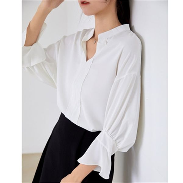 women's blouses & shirts autumn stand collar pleated shirt women elegant solid long sleeve ladies casual vintage jc2h, White
women's blouses & shirts autumn stand collar pleated shirt women elegant solid long sleeve ladies casual vintage jc2h, White