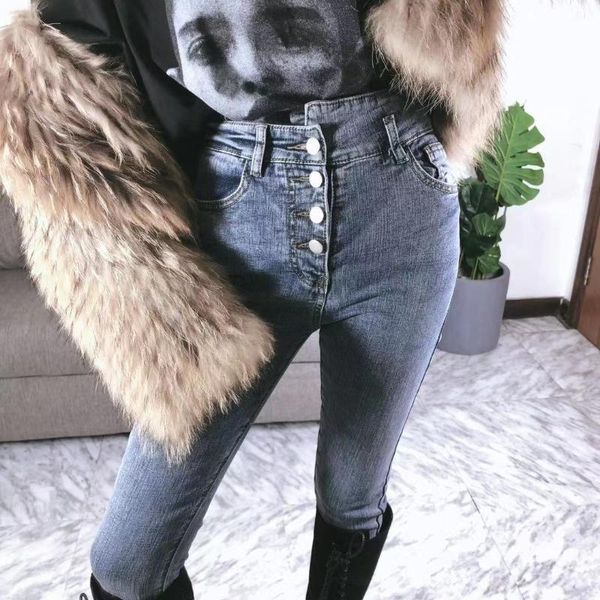 spring high waisted jeans women's elastic leggings show thin and versatile slim pencil pants, Blue
spring high waisted jeans women's elastic leggings show thin and versatile slim pencil pants, Blue