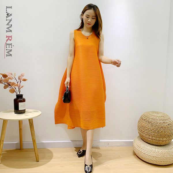 pleated loose solid color dress summer o-neck sleeveless folded women's mid-length casual clothes 2a130 210507, Black;gray
pleated loose solid color dress summer o-neck sleeveless folded women's mid-length casual clothes 2a130 210507, Black;gray
