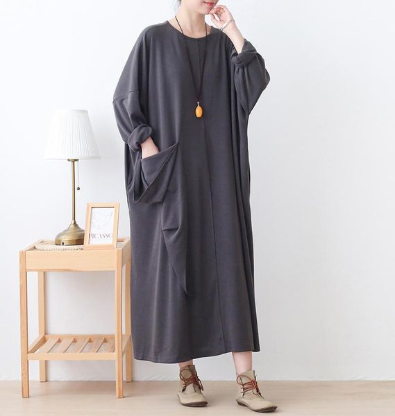 solid color autumn long knitting cotton dress vintage plus size robe black elegant women clothing korean style with pocket casual dresses, Black;gray
solid color autumn long knitting cotton dress vintage plus size robe black elegant women clothing korean style with pocket casual dresses, Black;gray