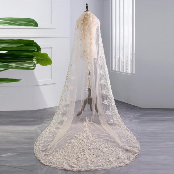 bridal veils vintage long wedding veil champagne ivory white lace edging bride acessorios de noiva luxury sequins appliques, Black
bridal veils vintage long wedding veil champagne ivory white lace edging bride acessorios de noiva luxury sequins appliques, Black