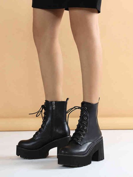 women's thick boots heel martin autumn shoes ankle fashion punk rock metal lace up high-heeled retro boot, Black
women's thick boots heel martin autumn shoes ankle fashion punk rock metal lace up high-heeled retro boot, Black