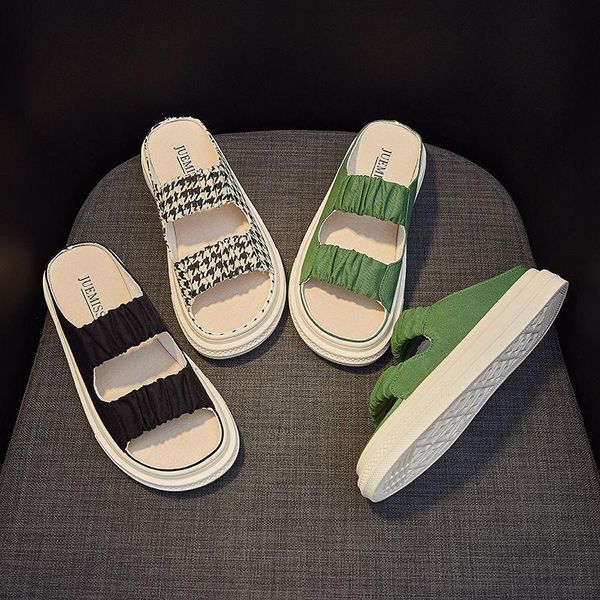 slippers fish mouth sandals women's summer 2021 wear fashionable casual elastic canvas flat shoes, Black
slippers fish mouth sandals women's summer 2021 wear fashionable casual elastic canvas flat shoes, Black