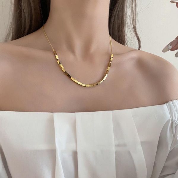 chains multi square titanium steel necklace, minority design, simple european and american cold wind snake bone chain, Silver
chains multi square titanium steel necklace, minority design, simple european and american cold wind snake bone chain, Silver
