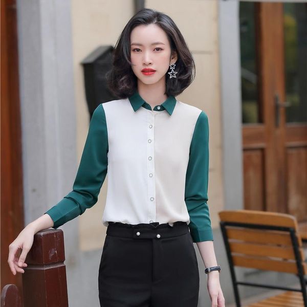 fashion women blouse & shirts white and green patchwork work wear long sleeve office laides ol women's blouses
fashion women blouse & shirts white and green patchwork work wear long sleeve office laides ol women's blouses