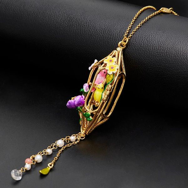 chains fashion enamel glaze canary bird flower openable birdcage pearl tassel pendant long sweater necklace for woman, Silver
chains fashion enamel glaze canary bird flower openable birdcage pearl tassel pendant long sweater necklace for woman, Silver