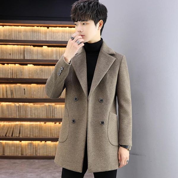 men's wool & blends 2021 men autumn winter warm lapel trench woolen jackets male slim casual solid double breasted coat long overcoats, Black
men's wool & blends 2021 men autumn winter warm lapel trench woolen jackets male slim casual solid double breasted coat long overcoats, Black