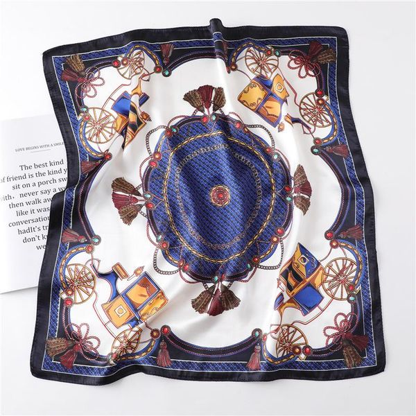 ladies fashion chain scarf luxury small square silk satin neck guard bib classic printed 60cm scarves, Blue;gray
ladies fashion chain scarf luxury small square silk satin neck guard bib classic printed 60cm scarves, Blue;gray