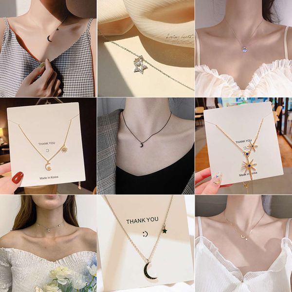 star moon zircon necklace women's indifference personality simple crescent clavicle chain, Black
star moon zircon necklace women's indifference personality simple crescent clavicle chain, Black