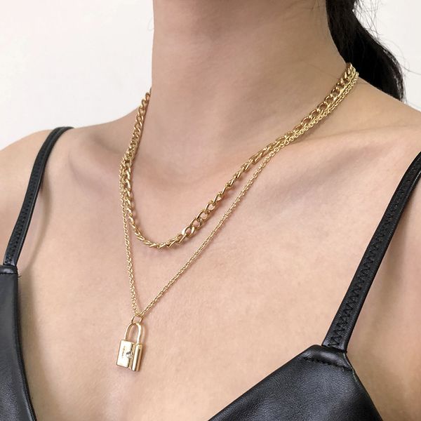 punk double layer thick lock chain necklaces trendy long cz crystal pendant necklace for women fashion gothic jewelry, Silver
punk double layer thick lock chain necklaces trendy long cz crystal pendant necklace for women fashion gothic jewelry, Silver