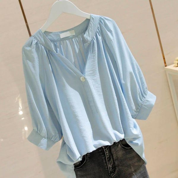 oversized 4xl women blouse 2021 summer v-neck lantern sleeved loose office lady elegant pulls women's blouses & shirts, White
oversized 4xl women blouse 2021 summer v-neck lantern sleeved loose office lady elegant pulls women's blouses & shirts, White