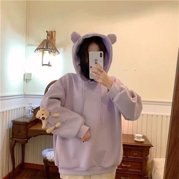 women's hoodies & sweatshirts vipbear sweater autumn winter plush loose korean version versatile foreign port style coat fashion ins 7w, Black
women's hoodies & sweatshirts vipbear sweater autumn winter plush loose korean version versatile foreign port style coat fashion ins 7w, Black