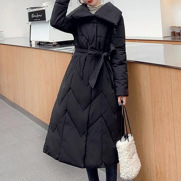 women's down & parkas fashionable solid color big lapel winter jacket women elegant 2021 long bandage slim parka ladies chic coat, Black
women's down & parkas fashionable solid color big lapel winter jacket women elegant 2021 long bandage slim parka ladies chic coat, Black