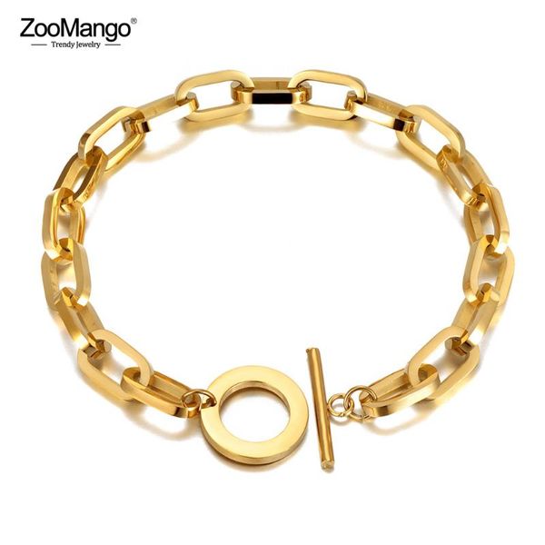 link, chain zoomango hiphop/rock titanium stainless steel big thick charm bracelets for women men punk link ot clasp bracelet zb20212, Black
link, chain zoomango hiphop/rock titanium stainless steel big thick charm bracelets for women men punk link ot clasp bracelet zb20212, Black
