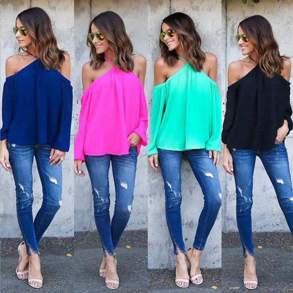 women's blouses & shirts susola halter o-neck shoulder chiffon women blouse 2021 summer casual long sleeve club party blusas plus size, White
women's blouses & shirts susola halter o-neck shoulder chiffon women blouse 2021 summer casual long sleeve club party blusas plus size, White