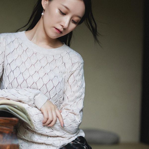 women's sweaters cynthia vintage sweater female hollow-out o-neck long-sleeve pullover for spring autumn 8z, White;black
women's sweaters cynthia vintage sweater female hollow-out o-neck long-sleeve pullover for spring autumn 8z, White;black