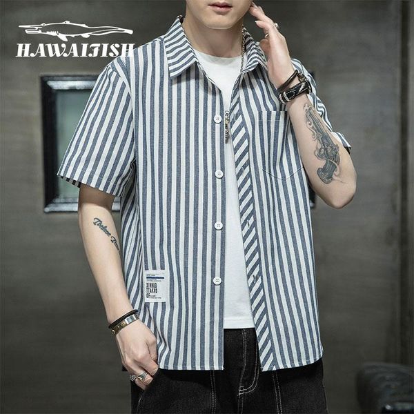 men's casual shirts hawaifish brand shirt men 2021 summer striped short-sleeved camisas male loose style japanese handsome chemise homm, White;black
men's casual shirts hawaifish brand shirt men 2021 summer striped short-sleeved camisas male loose style japanese handsome chemise homm, White;black