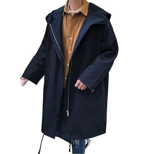 men's trench coats 2021 autumn hooded windbreaker loose thin open long jacket coat, Tan;black
men's trench coats 2021 autumn hooded windbreaker loose thin open long jacket coat, Tan;black