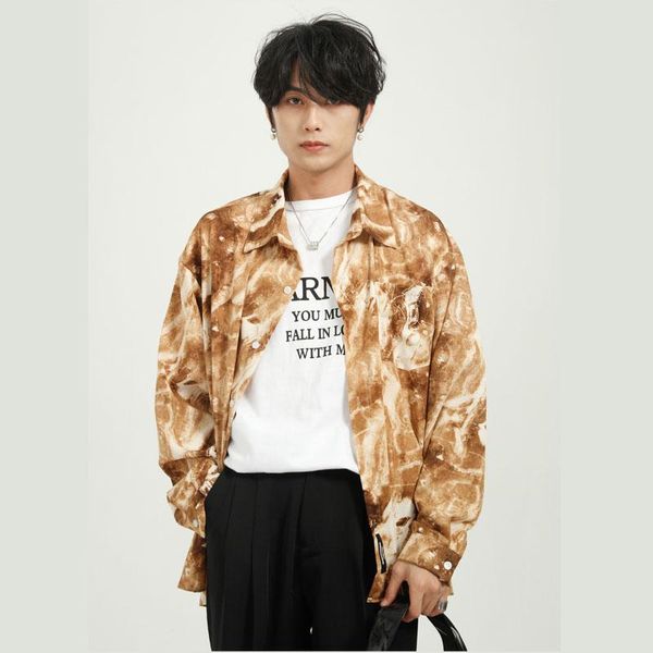 men ink print ins style korean streetwear fashion long sleeve loose casual shirt vintage hip hop male men's shirts, White;black
men ink print ins style korean streetwear fashion long sleeve loose casual shirt vintage hip hop male men's shirts, White;black