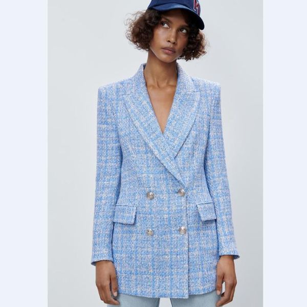 women's suits & blazers casual plaid suit 2021 winter z a texture double-breasted mid-length blazer, White;black
women's suits & blazers casual plaid suit 2021 winter z a texture double-breasted mid-length blazer, White;black
