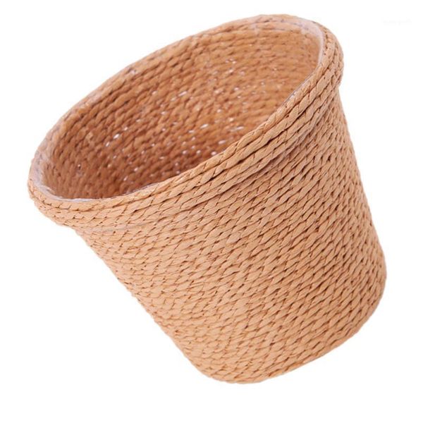 1pc home decor retro storage straw flowerpot multipurpose flower planter (khaki) baskets1