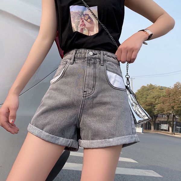 women's shorts korean new ins net red a-line denim in spring and summer of 2019, White;black
women's shorts korean new ins net red a-line denim in spring and summer of 2019, White;black