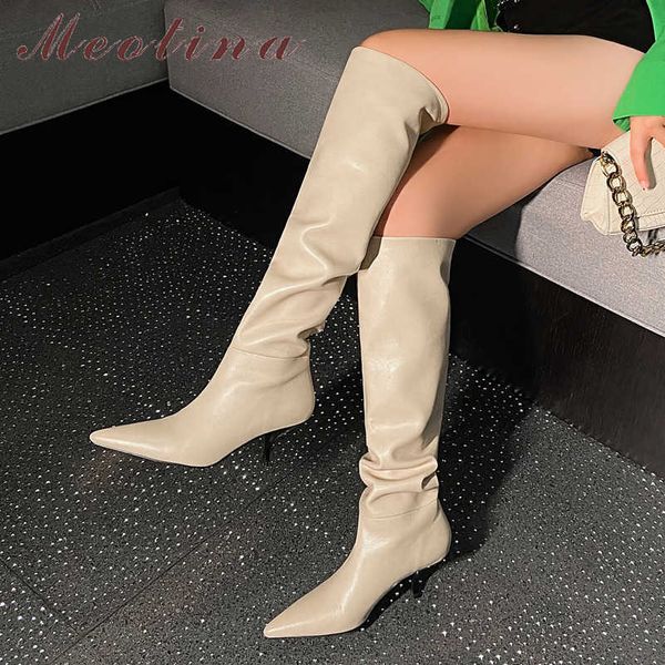 meotina genuine leather high heel over the knee boots women shoes pointed toe stiletto heels pleated fashion lady long boots 210608, Black
meotina genuine leather high heel over the knee boots women shoes pointed toe stiletto heels pleated fashion lady long boots 210608, Black