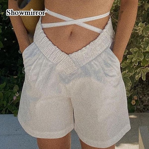 women's shorts showmirror casual fashion high waisted womens summer clothing bandage lace up sweat white elegant bottom, White;black
women's shorts showmirror casual fashion high waisted womens summer clothing bandage lace up sweat white elegant bottom, White;black