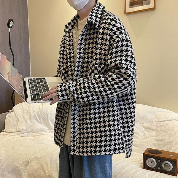 men's jackets lapel woolen cloth thick warm trend coat houndstooth loose casual autumn winter oversize single-breasted clothing, Black;brown
men's jackets lapel woolen cloth thick warm trend coat houndstooth loose casual autumn winter oversize single-breasted clothing, Black;brown