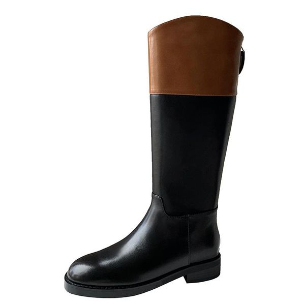 boots winter round head thick heels contrast color design back zipper women's autumn cow leather knee high casual fashion, Black
boots winter round head thick heels contrast color design back zipper women's autumn cow leather knee high casual fashion, Black