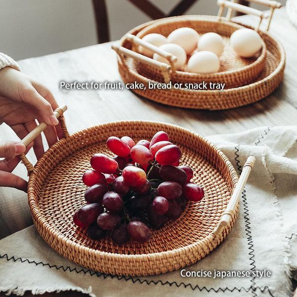 kitchen storage & organization rattan handwoven round serving tray food plate with wooden handles wicker basket for fruit tea breadbasket
kitchen storage & organization rattan handwoven round serving tray food plate with wooden handles wicker basket for fruit tea breadbasket