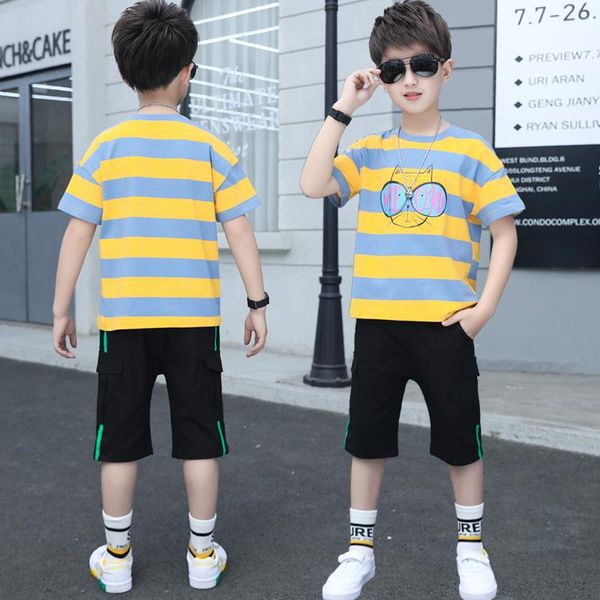 clothing sets summer boy clothes suit children fashion striped printed t-shirt shorts set cotton casual sports outfit kids tracksuits, White
clothing sets summer boy clothes suit children fashion striped printed t-shirt shorts set cotton casual sports outfit kids tracksuits, White