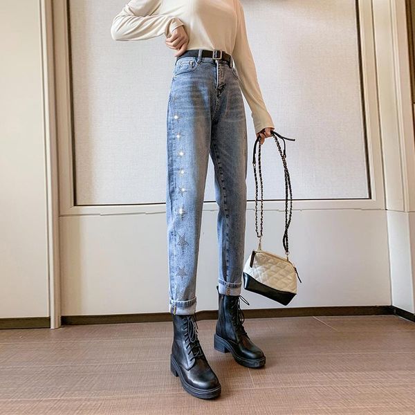 women's jeans women summer spring embroidered flares denim pants female loose straight high waist j4002, Blue
women's jeans women summer spring embroidered flares denim pants female loose straight high waist j4002, Blue