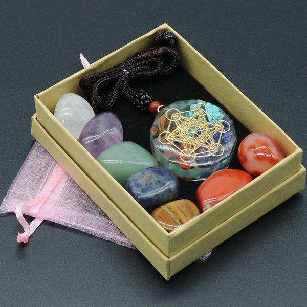 earrings & necklace natural stone 7 chakras set healing crystal quartz orgonite pendant with irregular chakra gemstones trendy jewelry gift, Silver
earrings & necklace natural stone 7 chakras set healing crystal quartz orgonite pendant with irregular chakra gemstones trendy jewelry gift, Silver
