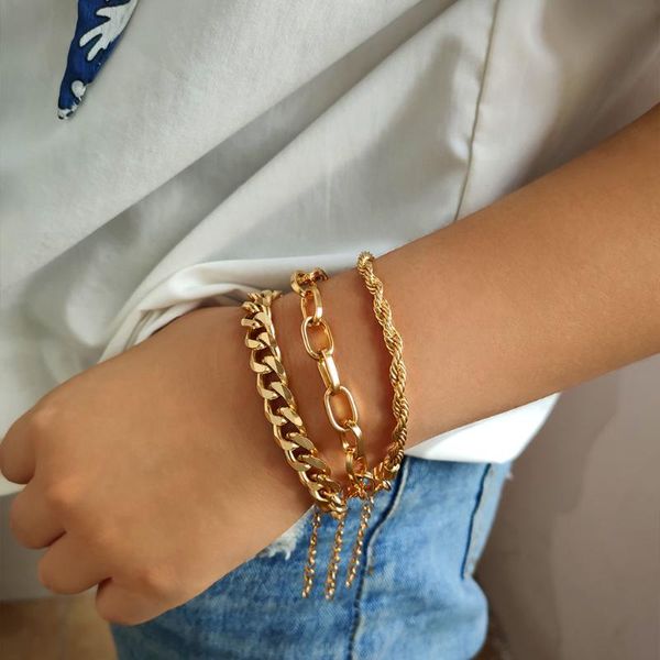 link, chain flatfoosie 3pcs/set boho gold silver color bracelets for women multilayer metal link chunky bracelet hip hop jewelry, Black
link, chain flatfoosie 3pcs/set boho gold silver color bracelets for women multilayer metal link chunky bracelet hip hop jewelry, Black