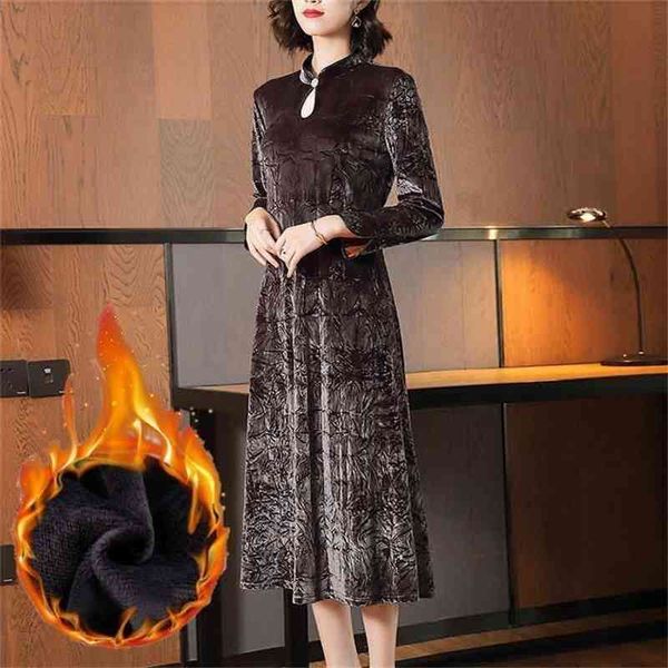 plus gold velvet improved version cheongsam dress retro autumn and winter office lady 210416, Black;gray
plus gold velvet improved version cheongsam dress retro autumn and winter office lady 210416, Black;gray
