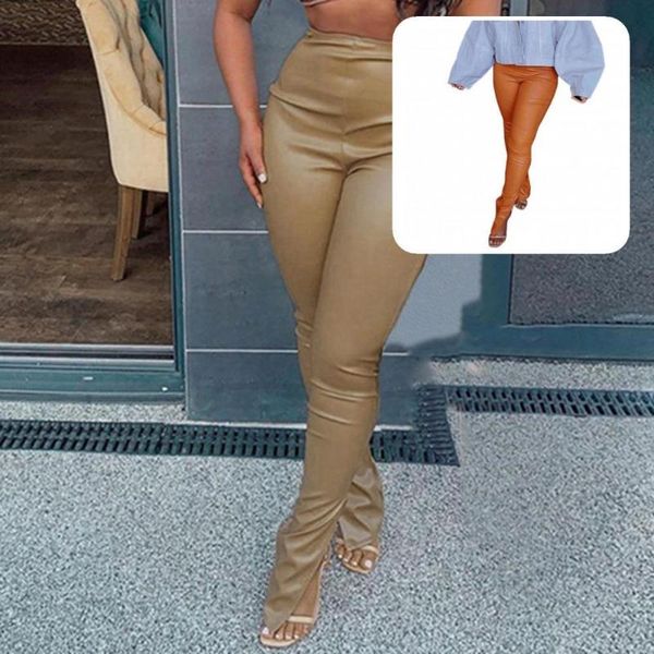 women's pants & capris wear resistant trendy split hem faux leather trousers long pencil stretchy ladies clothing, Black;white
women's pants & capris wear resistant trendy split hem faux leather trousers long pencil stretchy ladies clothing, Black;white